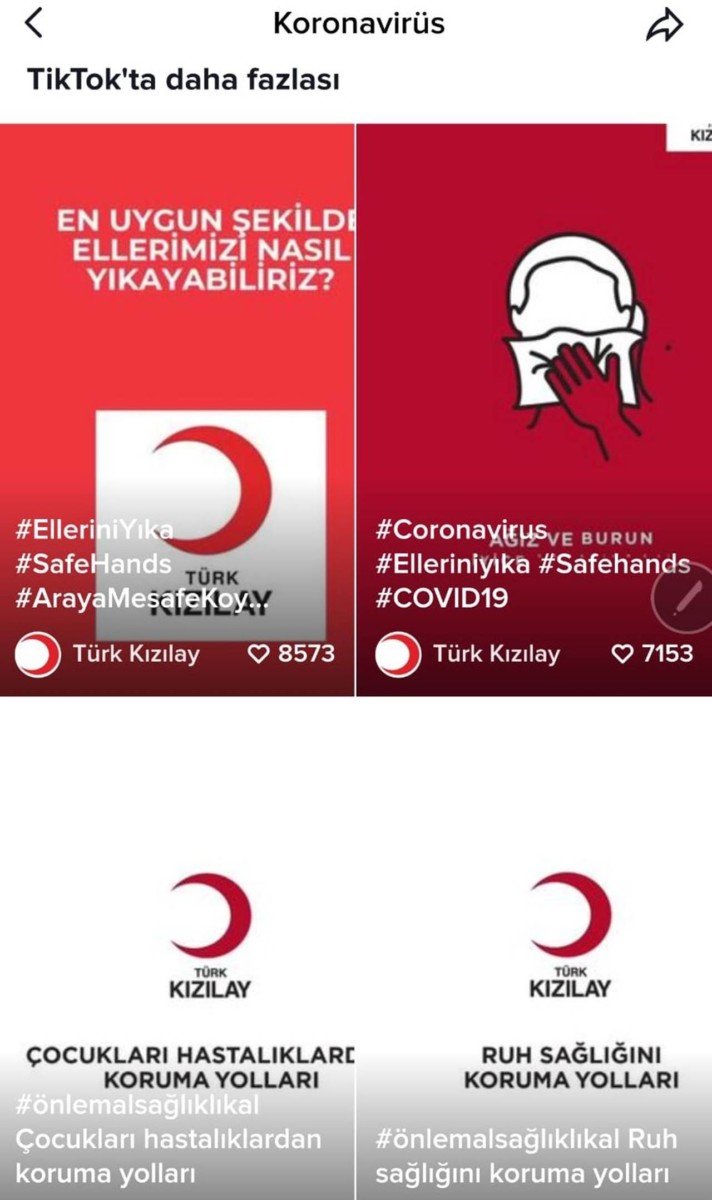 Koronavirüs İçin Türk Kızılay ve TikTok İş Birlikteliği 