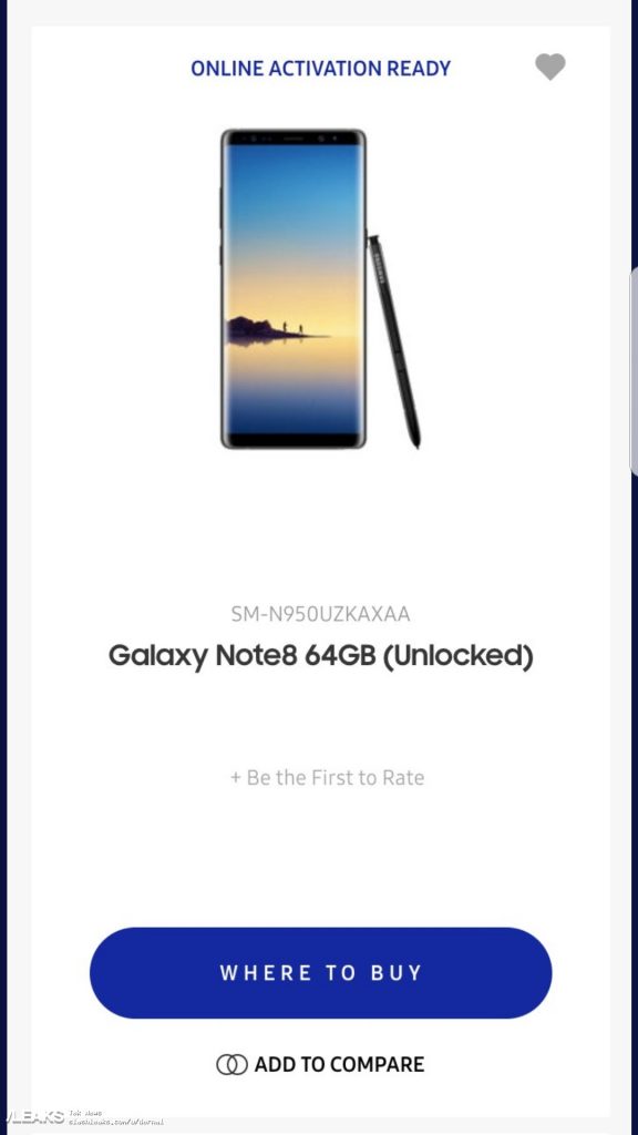 Samsung Sitesinde Yanlışlıkla Galaxy Note 8'i Gösterdi 