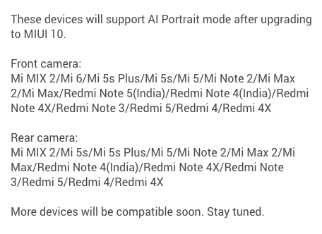 MIUI 10 ile Portre Moduna Sahip Olacak Xiaomi Modelleri 