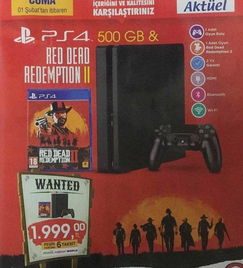 BİM, Uygun Fiyatlı PlayStation 4 Slim Satacak! (320 TL'lik Red Dead Redemption 2 Hediye)  