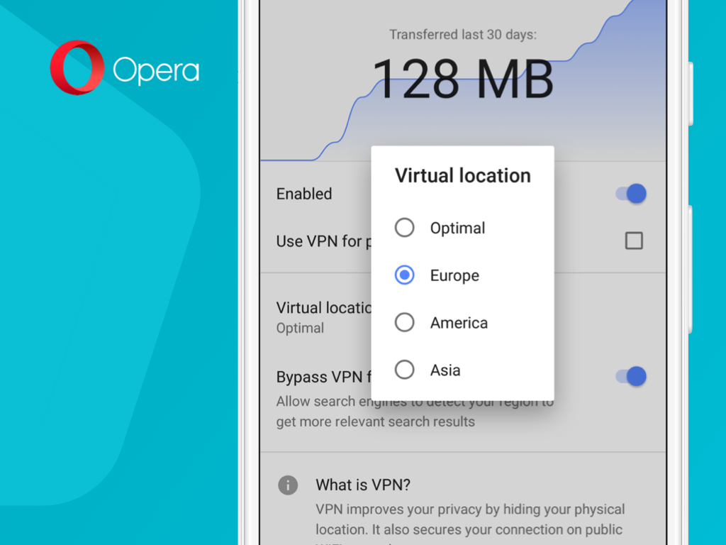 Opera Mobil Tarayıcısına VPN Dahil Edildi 
