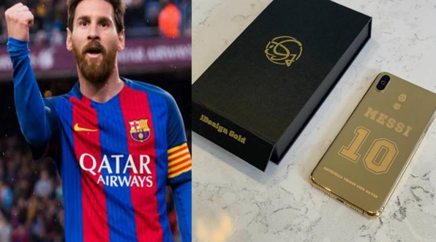 Lionel Messi Tasarımlı Özel Altın Kaplı iPhone Xs Max  
