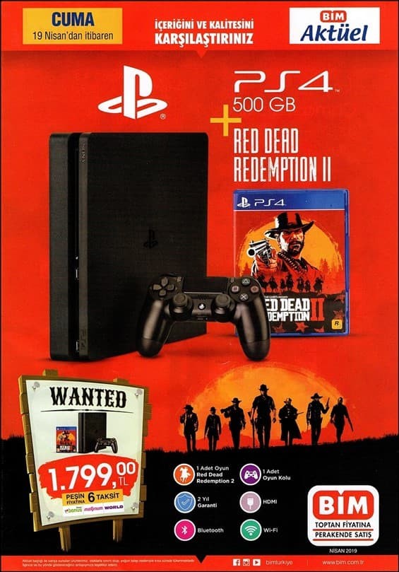 BİM, Uygun Fiyatlı PlayStation 4 Satacak! (300 TL’lik Red Dead Redemption 2 Hediye) 
