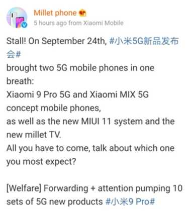 Xiaomi Mi 9 Pro 5G, Mi Mix 5G 24 Eylül'de Geliyor!  