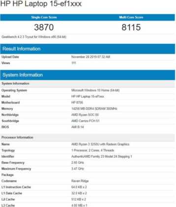 AMD Ryzen 3 3250U Ortaya Çıktı!  