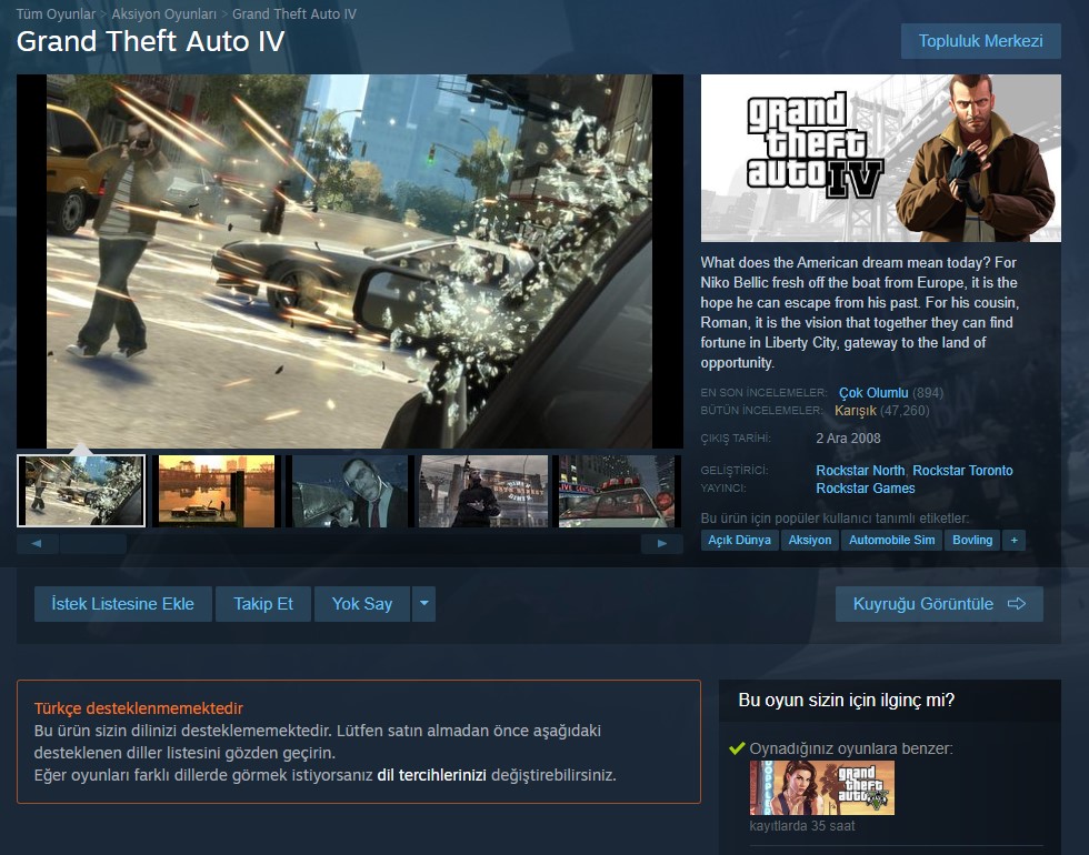 GTA IV, Steam'de Satın Alınamıyor!  