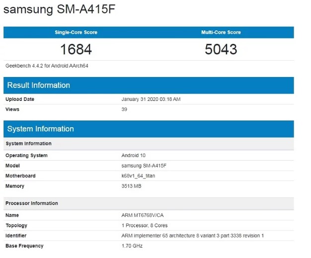 Samsung Galaxy A41 Özellikleri Ortaya Çıktı  
