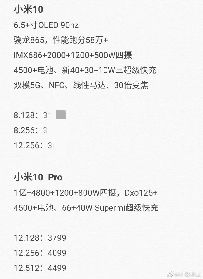 Xiaomi Mi 10 ve Mi 10 Pro Özellikleri Sızdırıldı 