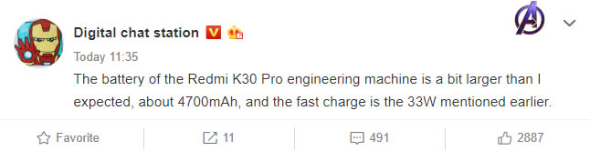 Redmi K30 Pro Batarya ve Pil Özellikleri Belli Oldu! 