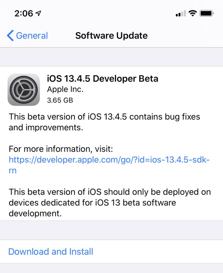 Apple, iOS 13.4.5 İlk Beta Sürümünü Yayınladı 