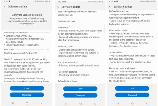galaxy a7 2018 android 10