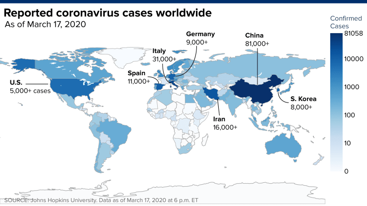 Dünya Çapında Koronavirüs Vakaları İki Haftada İki Katına Çıkarak 200.000'e Ulaştı 