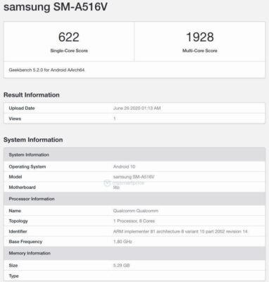 samsung a51 geekbench