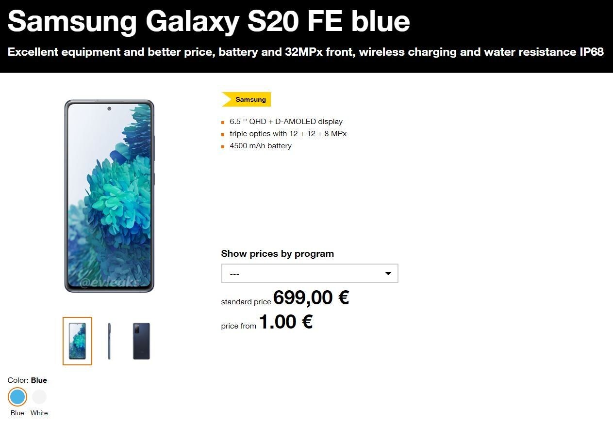 Samsung Galaxy S20 FE Modelinin Fiyatı Sızdırıldı 