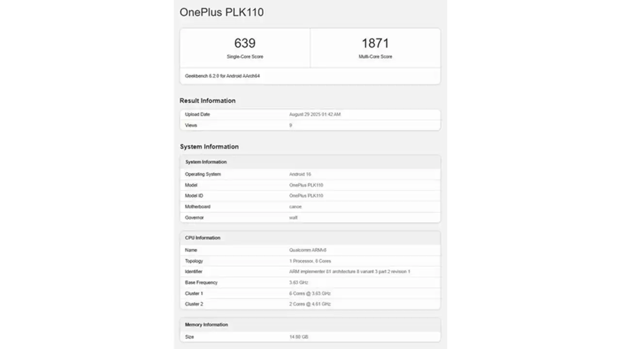 İşte OnePlus 15'in Beklenen Özellikleri: Geekbench’te Ortaya Çıktı 