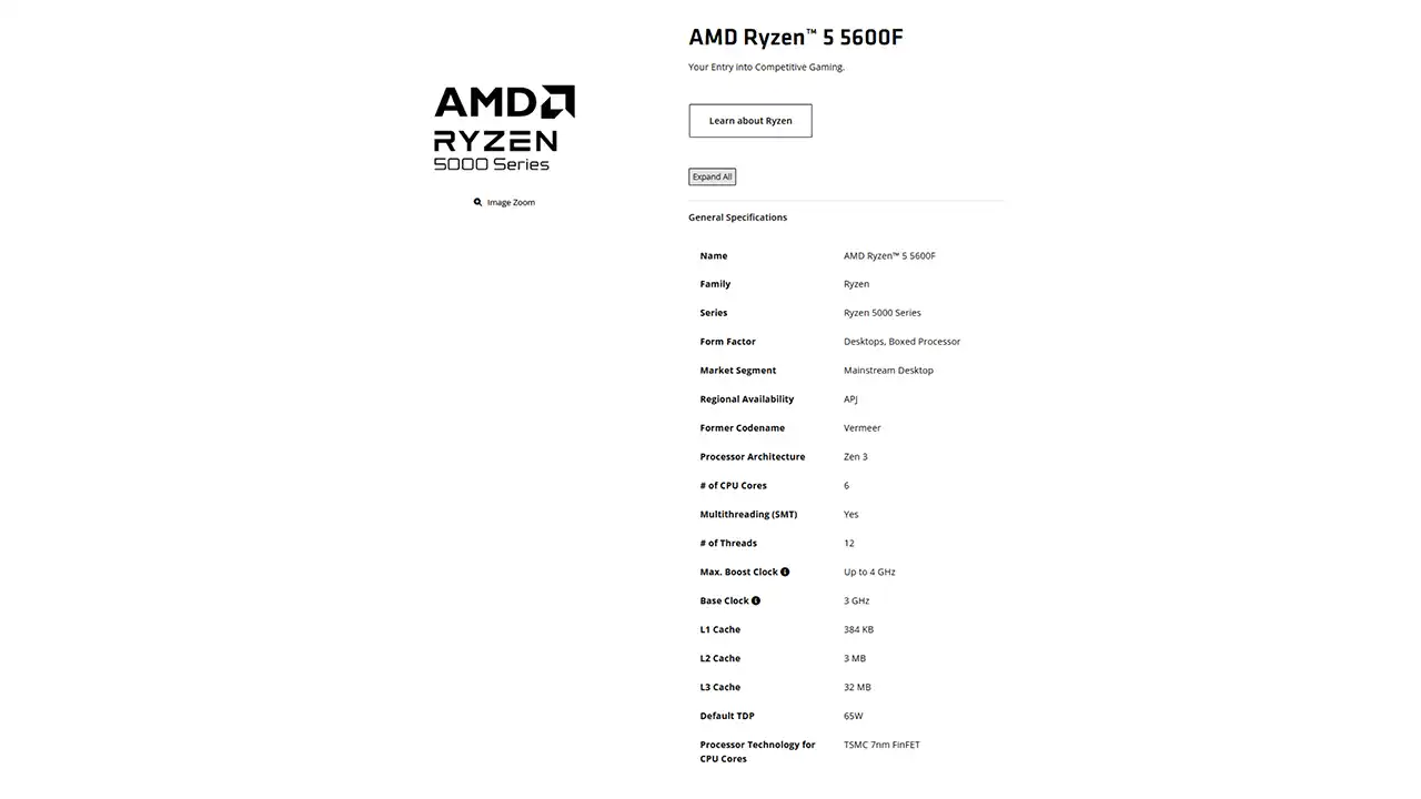 AM4 İçin Yeni AMD Ryzen 5 5600F Duyuruldu 