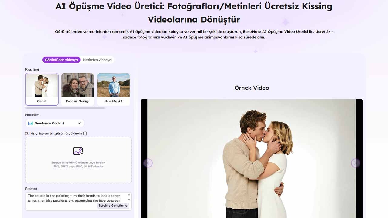 Yapay Zeka ile Öpüşme Videoları Yaratmak: EaseMate AI ile Yeni Başlayanlar İçin Kapsamlı Rehber 