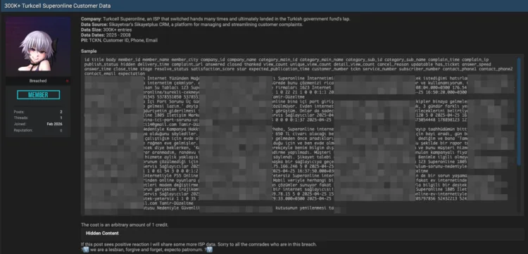 300 Bin Turkcell Superonline Müşteri Bilgileri Şikayetvar Nedeniyle Sızıdırıldı İddiası! 300 Bin Turkcell Superonline Müşteri Bilgileri Şikayetvar Nedeniyle Sızıdırıldı İddiası!