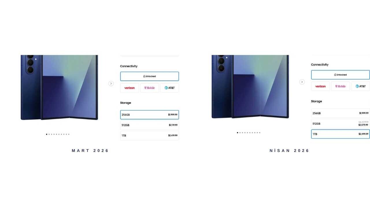 Samsung Katlanabilir Telefon Fiyatlarını Sessizce Artırdı Samsung Katlanabilir Telefon Fiyatlarını Sessizce Artırdı