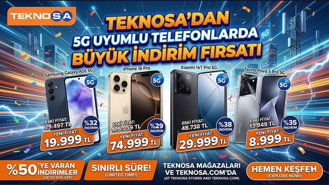 Teknosa'dan 5G Uyumlu Telefonlarda Büyük İndirim Fırsatı Teknosa'dan 5G Uyumlu Telefonlarda Büyük İndirim Fırsatı